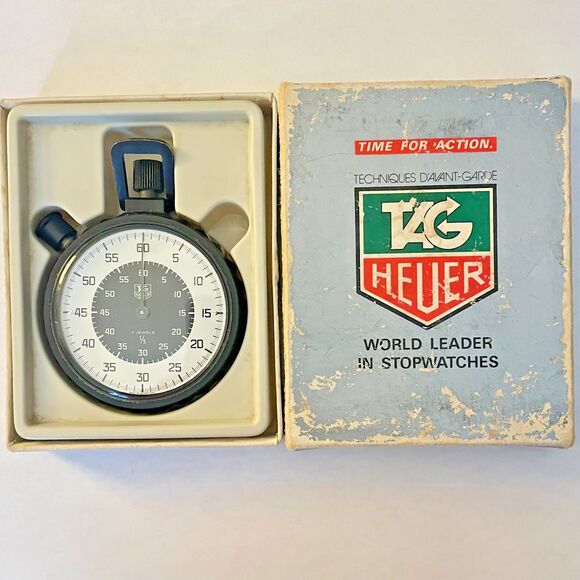 TAG Heuer Military Stopwatch Left Trigger 758.901 7-Jewel Vintage 1/5 sec - Picture 2 of 9